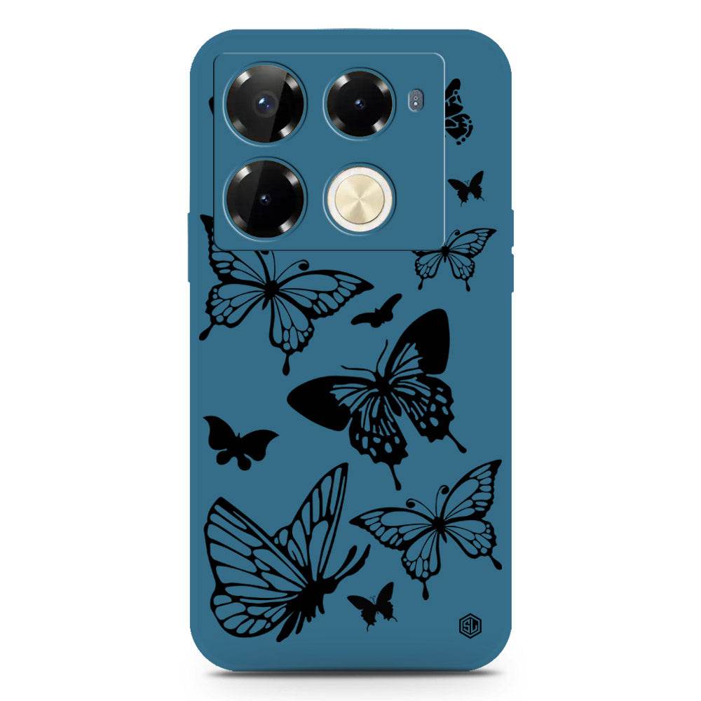 Cute Butterfly Design Soft Phone Case - Silica Gel Case - Blue - Infinix Note 40 Pro - Futurestore.pk