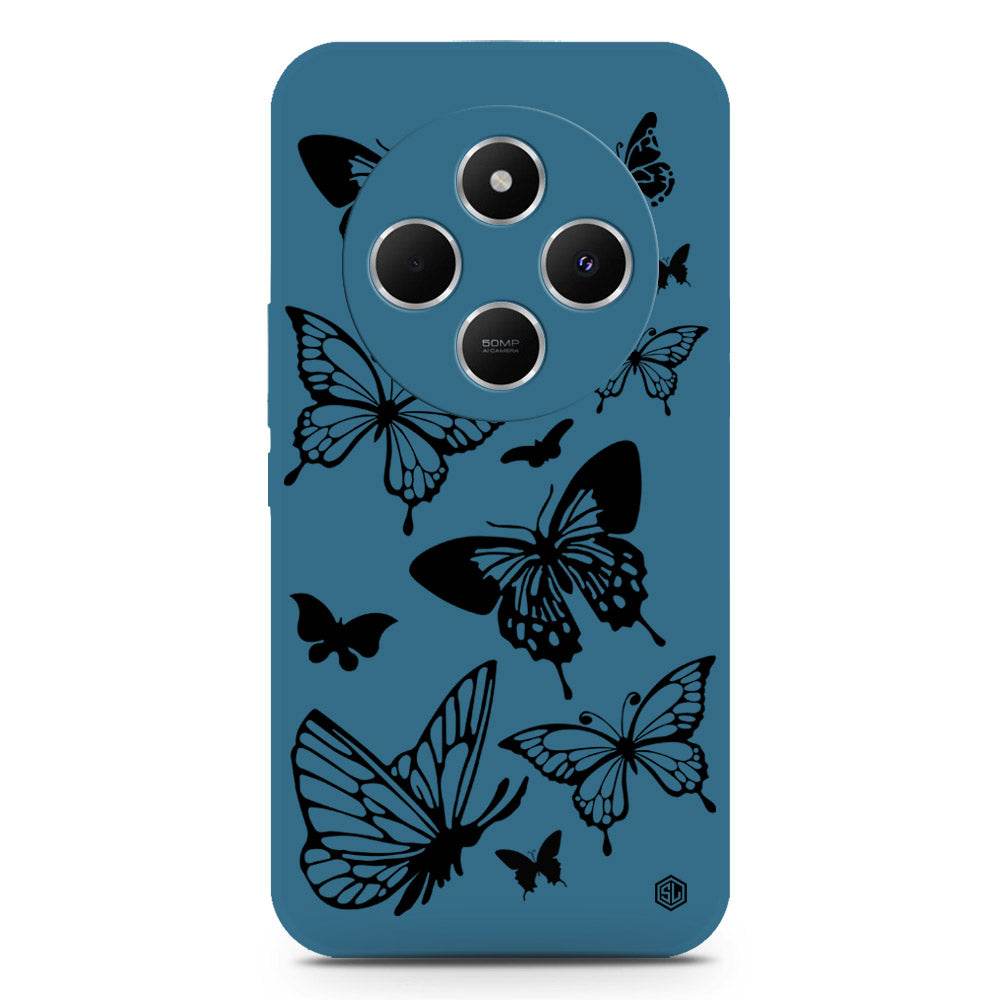 Cute Butterfly Design Soft Phone Case - Silica Gel Case - Blue - Xiaomi Redmi 14C - Futurestore.pk