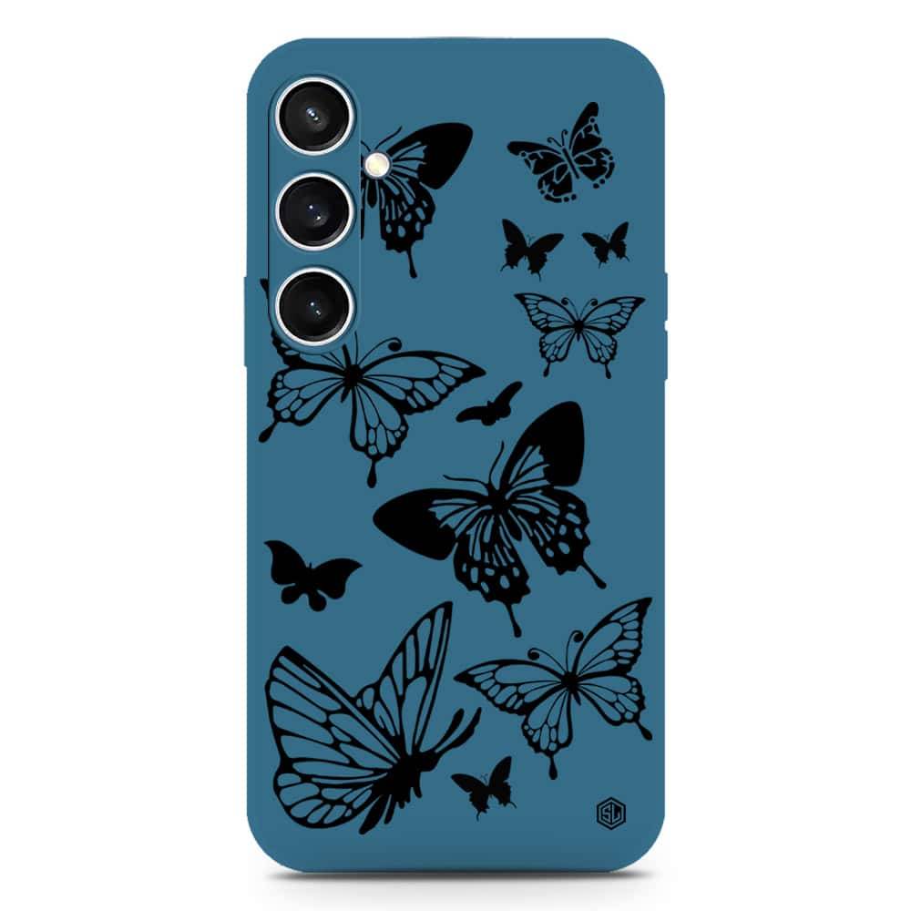 Cute Butterfly Design Soft Phone Case - Silica Gel Case - Blue - Samsung Galaxy S23 FE - Futurestore.pk
