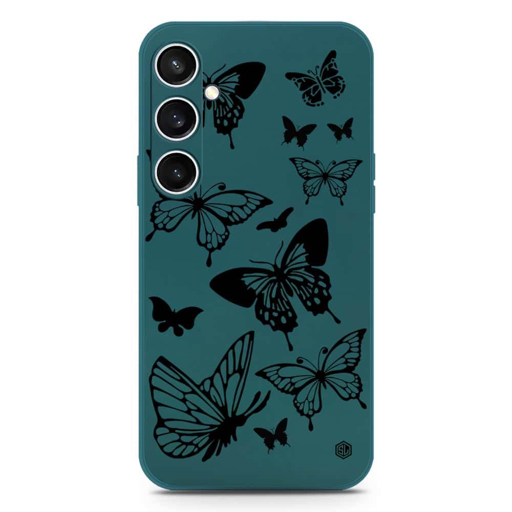 Cute Butterfly Design Soft Phone Case - Silica Gel Case - Darkgreen - Samsung Galaxy S23 FE - Futurestore.pk