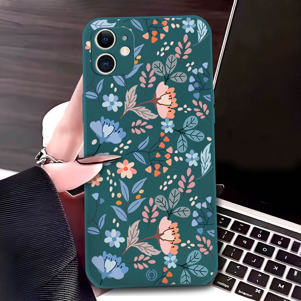 iPhone 11 Cover - Dark Green - D1 - ONation Floral Series - HQ Liquid Silicone Soft Case - Futurestore.pk