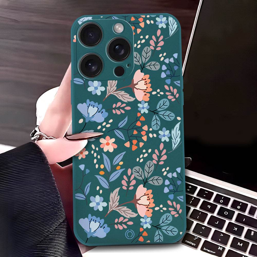 iPhone 16 Pro Max Cover - Dark Green - D1 - ONation Floral Series - HQ Liquid Silicone Soft Case - Futurestore.pk