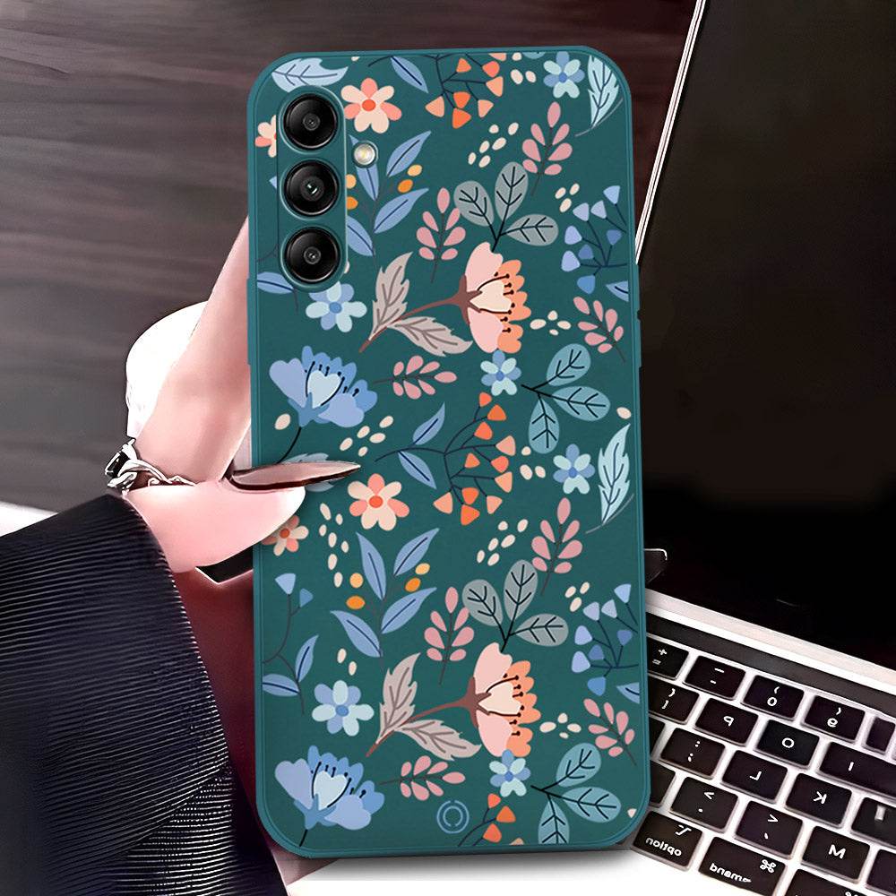 Samsung Galaxy A36 Cover - Dark Green - D1 - ONation Floral Series - HQ Liquid Silicone Soft Case - Futurestore.pk