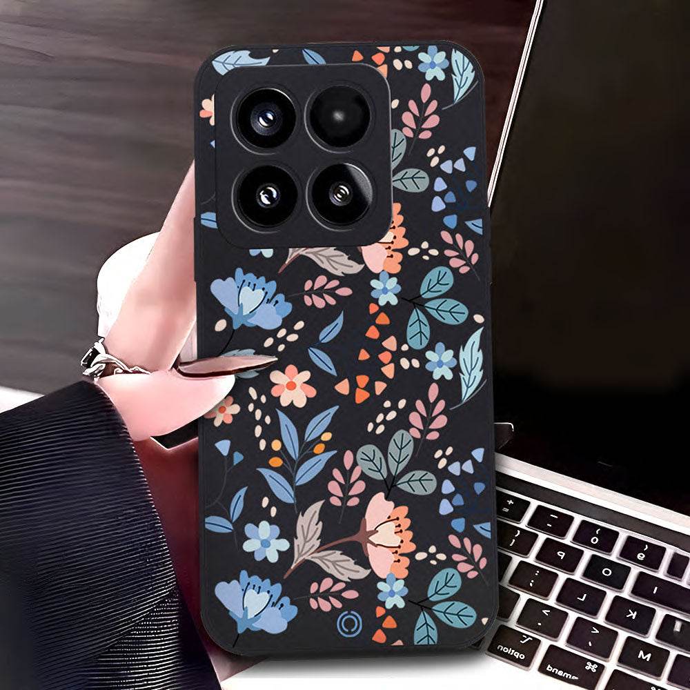 Xiaomi 15 Cover - Black - D1 - ONation Floral Series - HQ Liquid Silicone Soft Case - Futurestore.pk