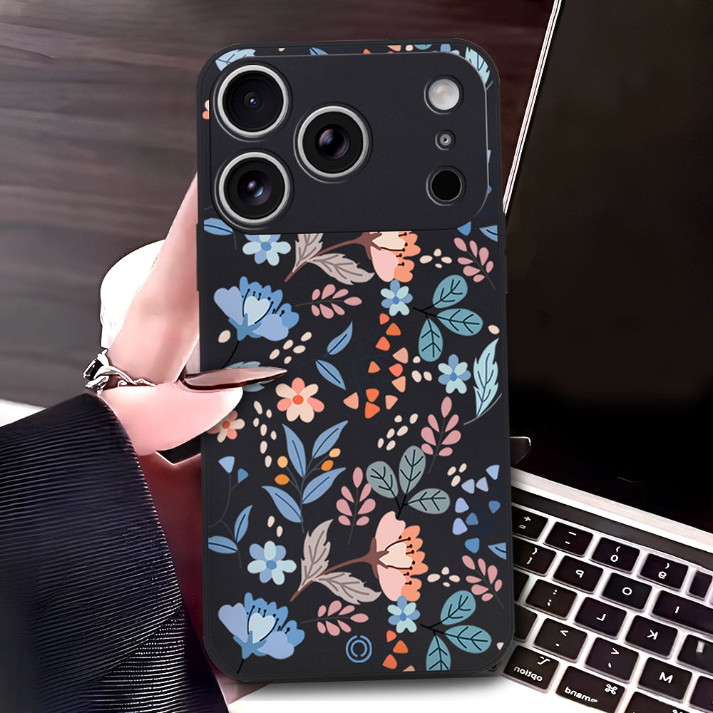 iPhone 17 Pro Max Cover - Black - D1 - ONation Floral Series - HQ Liquid Silicone Soft Case