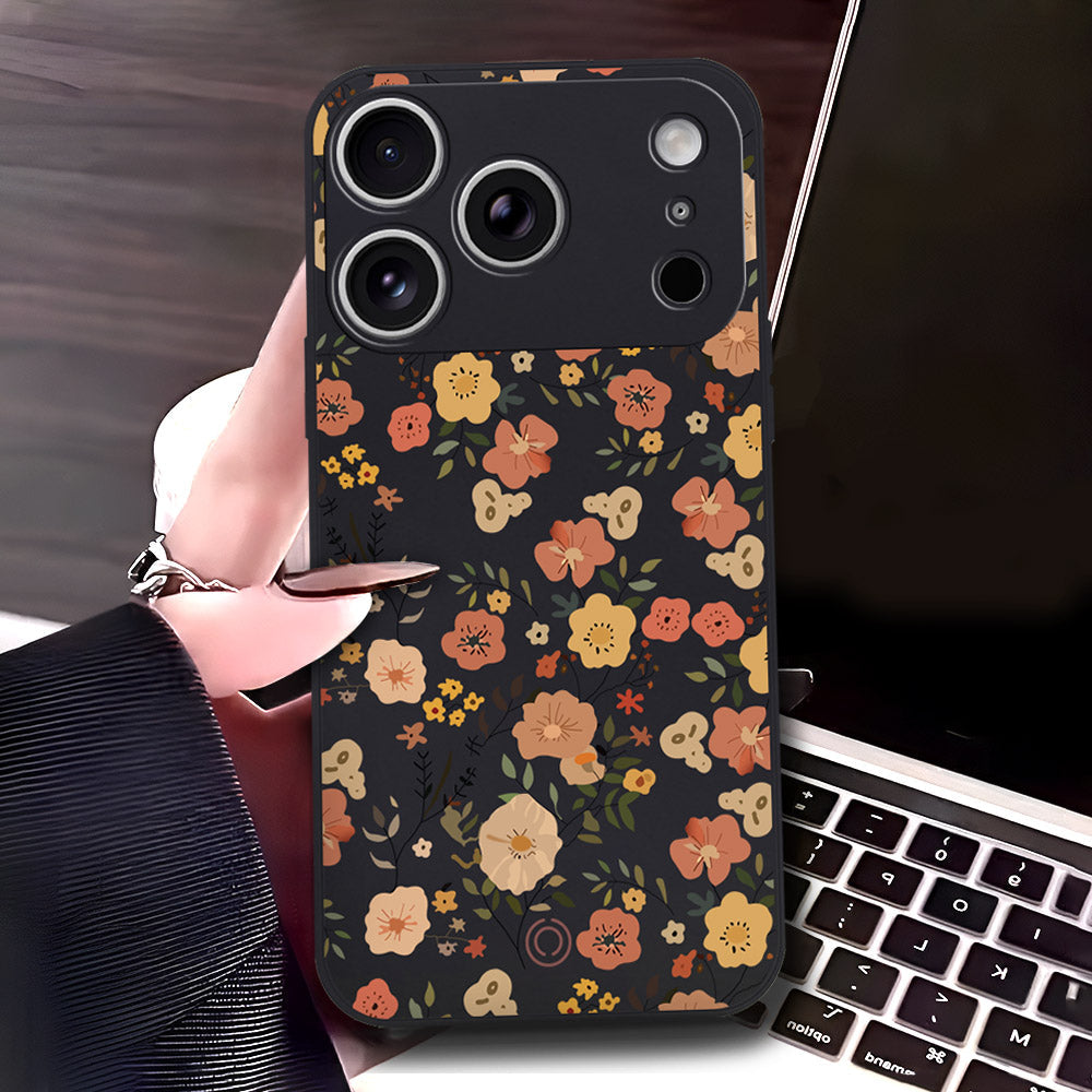 iPhone 17 Pro Max Cover - Black - D3 - ONation Floral Series - HQ Liquid Silicone Soft Case