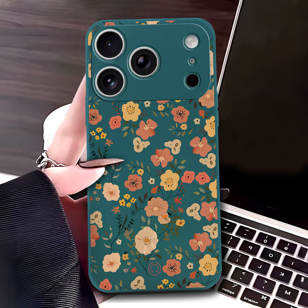 iPhone 17 Pro Max Cover - Dark Green - D3 - ONation Floral Series - HQ Liquid Silicone Soft Case
