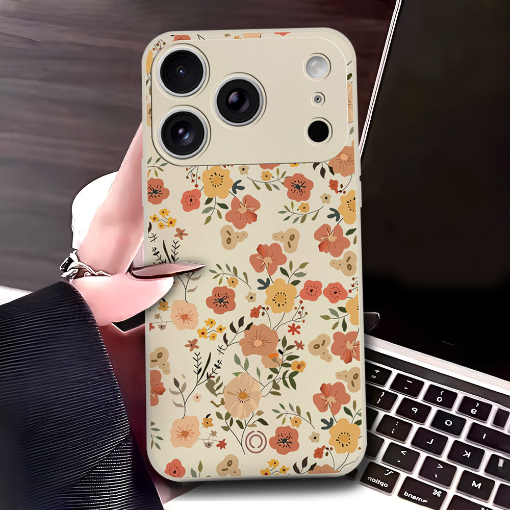 iPhone 17 Pro Max Cover - Off White - D3 - ONation Floral Series - HQ Liquid Silicone Soft Case