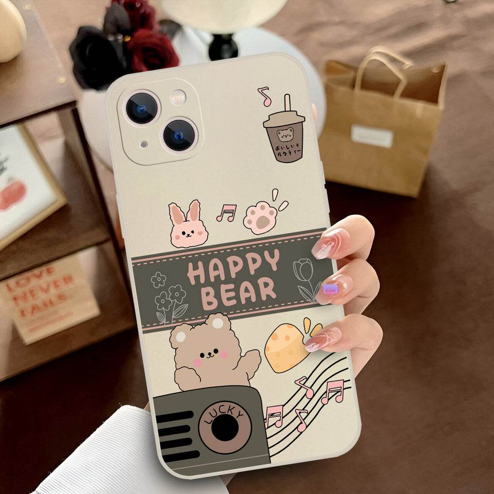 iPhone 13 Cover - Off White - D1 - ONation Happy Cute Series - HQ Liquid Silicone Soft Case - Futurestore.pk