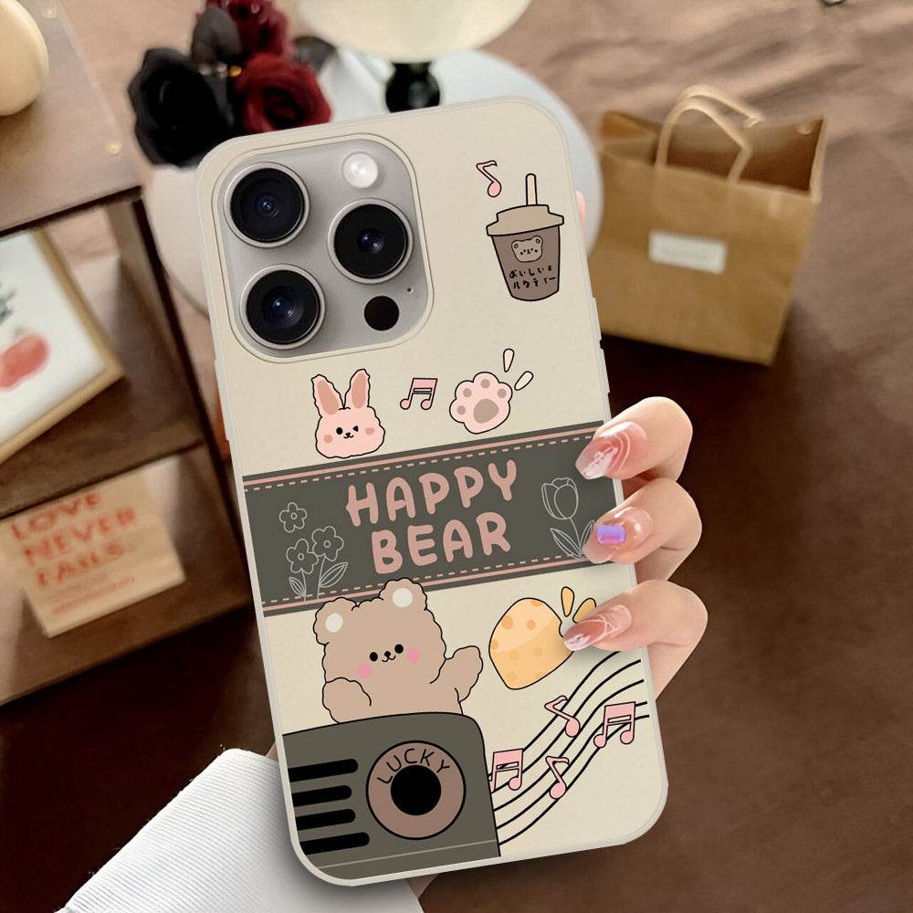 iPhone 16 Pro Max Cover - Off White - D1 - ONation Happy Cute Series - HQ Liquid Silicone Soft Case - Futurestore.pk