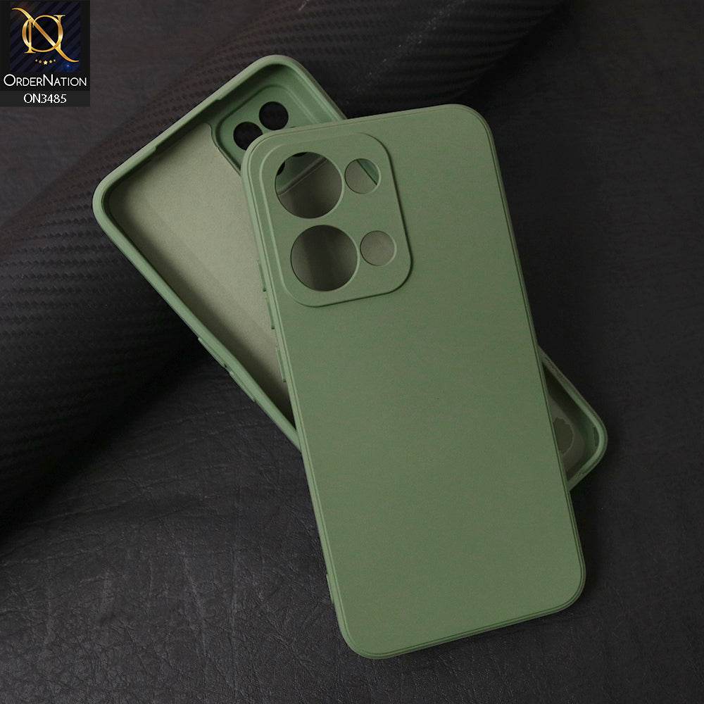 Oppo Reno 13 Cover - Light Green - ONation Silica Gel Series - HQ Liquid Silicone Elegant Colors Camera Protection Soft Case - Futurestore.pk