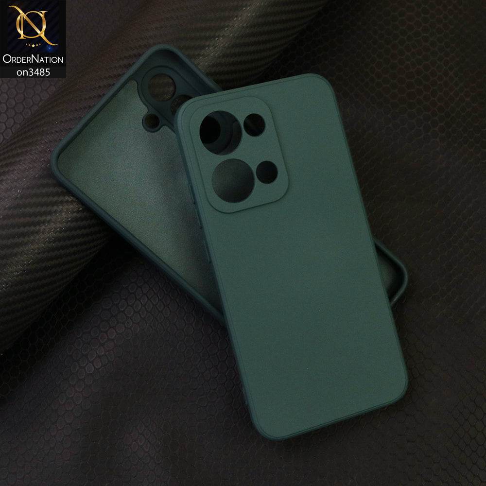 Oppo Reno 13 Cover - Dark Green - ONation Silica Gel Series - HQ Liquid Silicone Elegant Colors Camera Protection Soft Case - Futurestore.pk