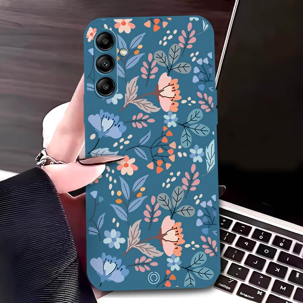 Samsung Galaxy A36 Cover - Blue - D1 - ONation Floral Series - HQ Liquid Silicone Soft Case - Futurestore.pk