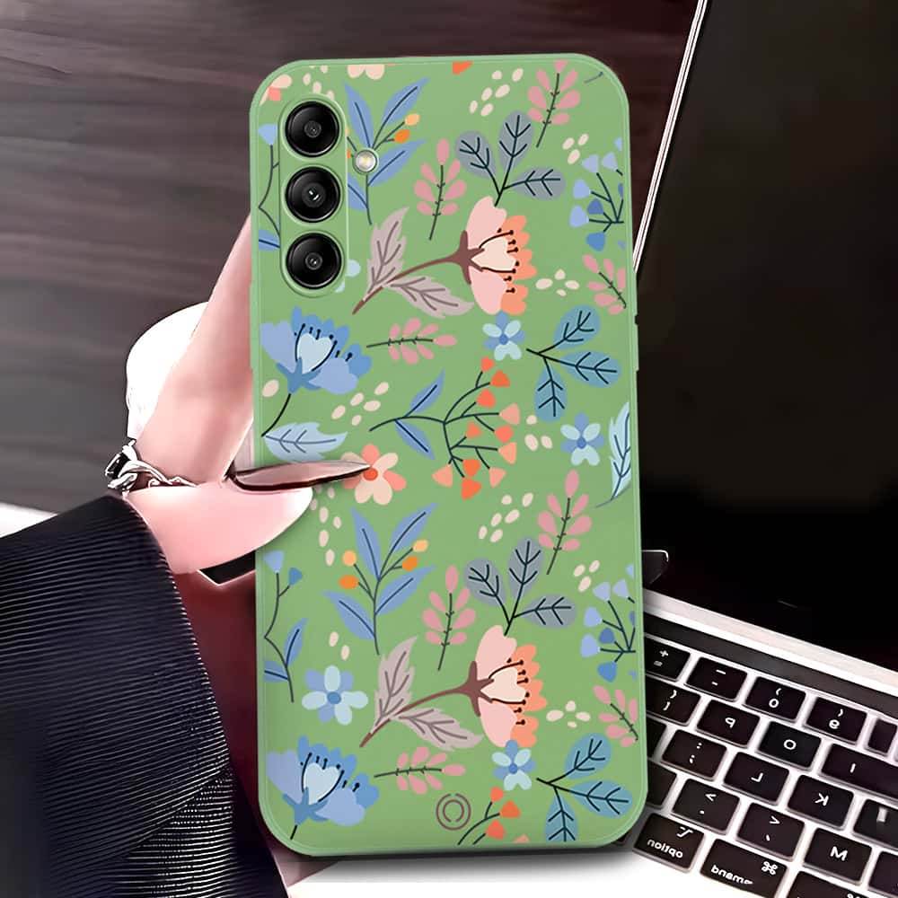 Samsung Galaxy A36 Cover - Light Green - D1 - ONation Floral Series - HQ Liquid Silicone Soft Case - Futurestore.pk