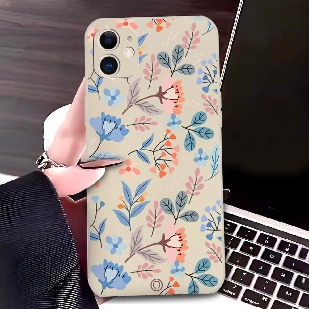 iPhone 11 Cover - Off White - D1 - ONation Floral Series - HQ Liquid Silicone Soft Case - Futurestore.pk