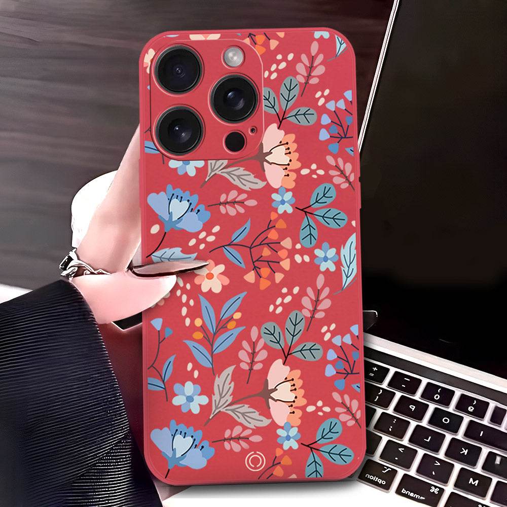iPhone 16 Pro Max Cover - Red - D1 - ONation Floral Series - HQ Liquid Silicone Soft Case - Futurestore.pk