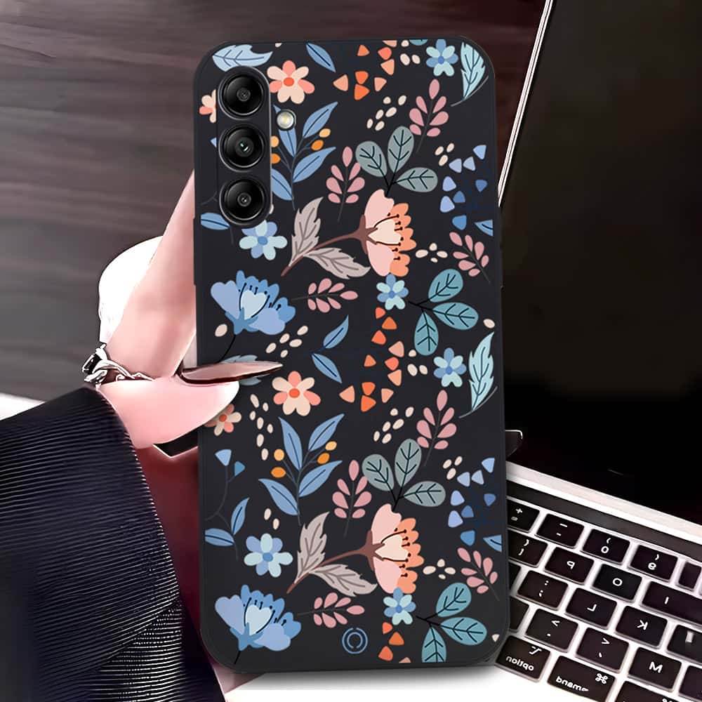 Samsung Galaxy A36 Cover - Black - D1 - ONation Floral Series - HQ Liquid Silicone Soft Case - Futurestore.pk