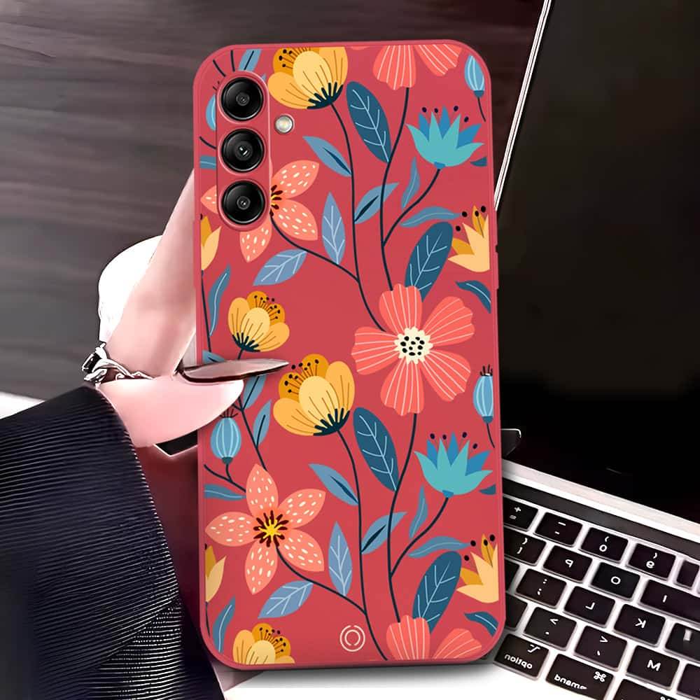 Samsung Galaxy A36 Cover - Red - D2 - ONation Floral Series - HQ Liquid Silicone Soft Case - Futurestore.pk