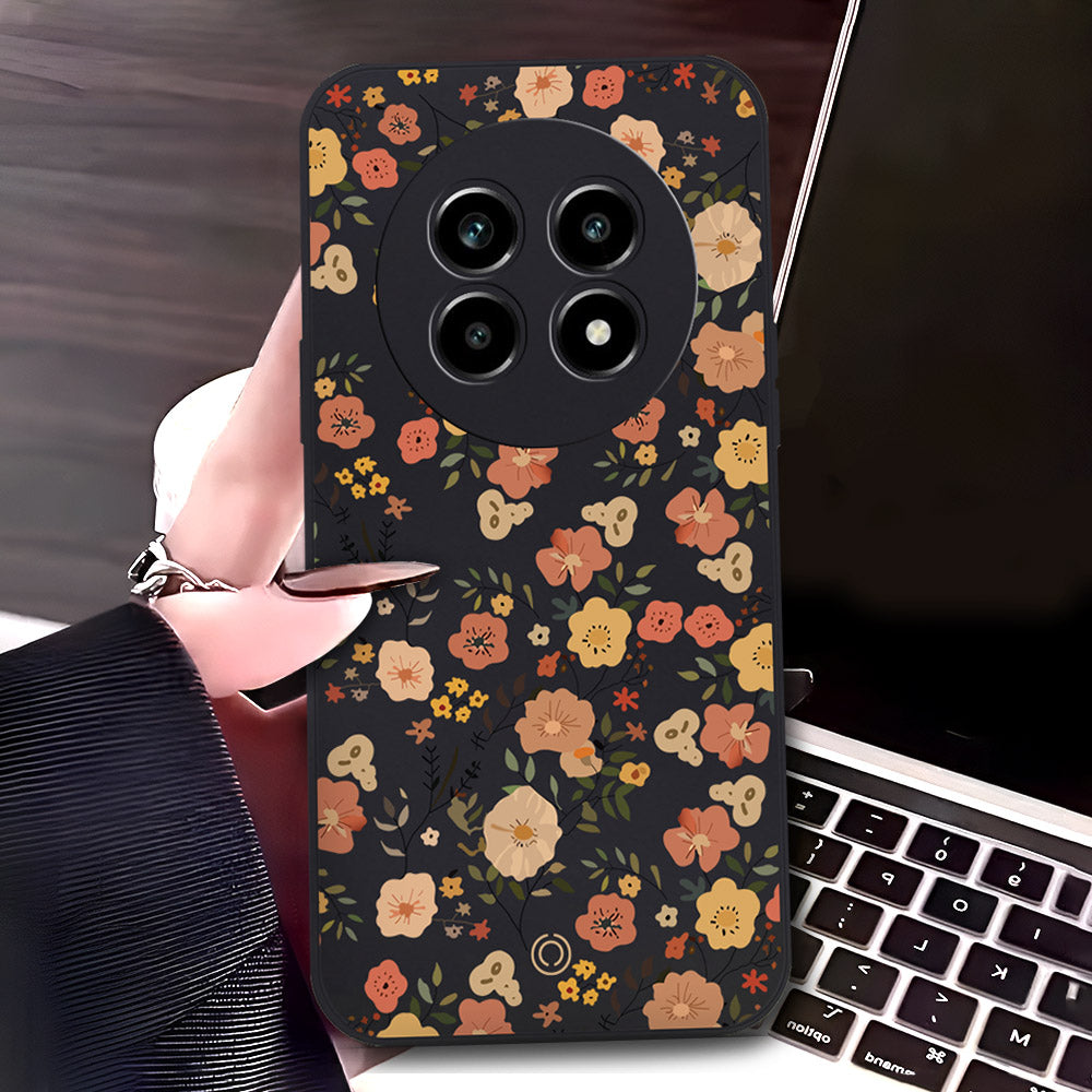 Realme 13 Pro Cover - Black - D3 - ONation Floral Series - HQ Liquid Silicone Soft Case