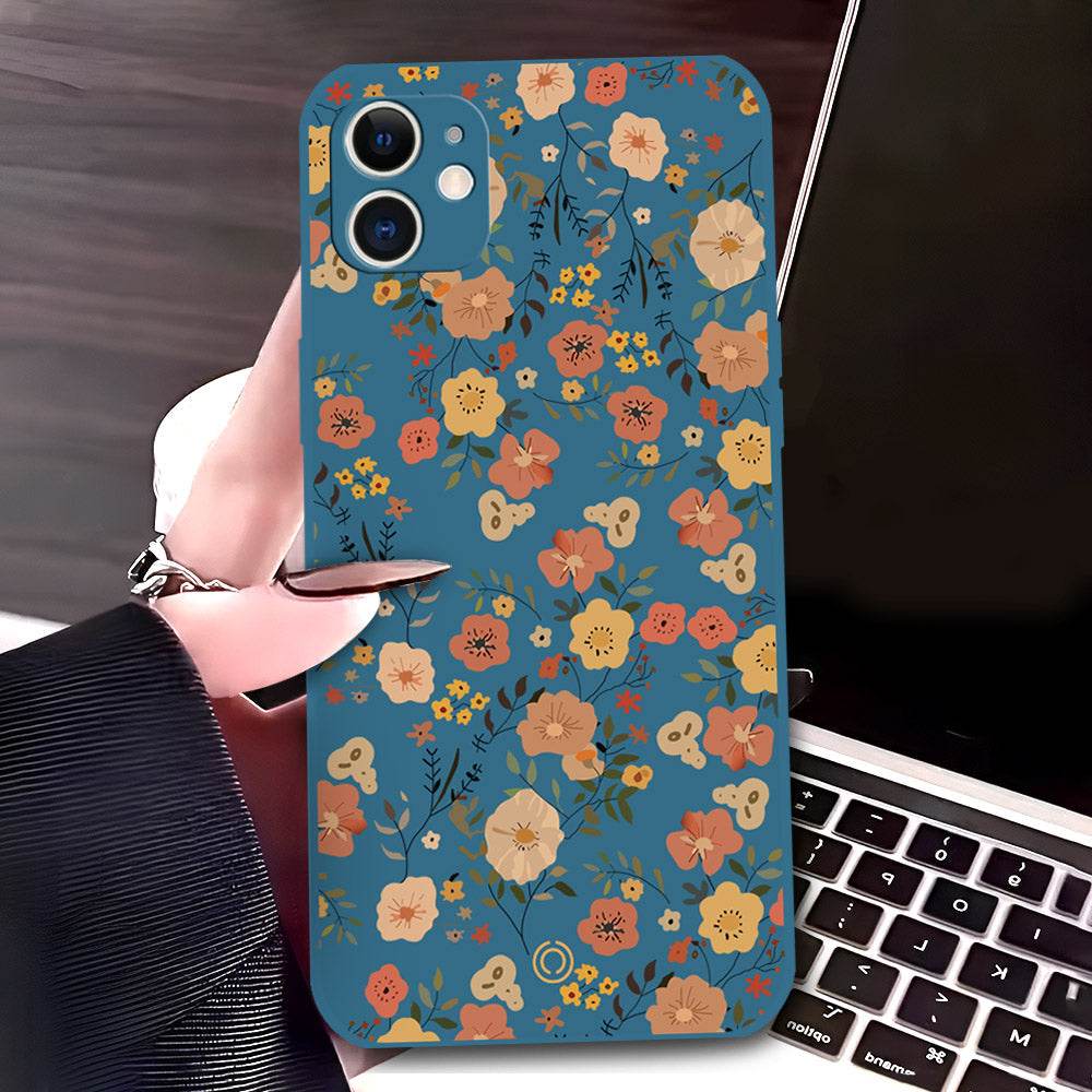 iPhone 11 Cover - Blue - D3 - ONation Floral Series - HQ Liquid Silicone Soft Case - Futurestore.pk