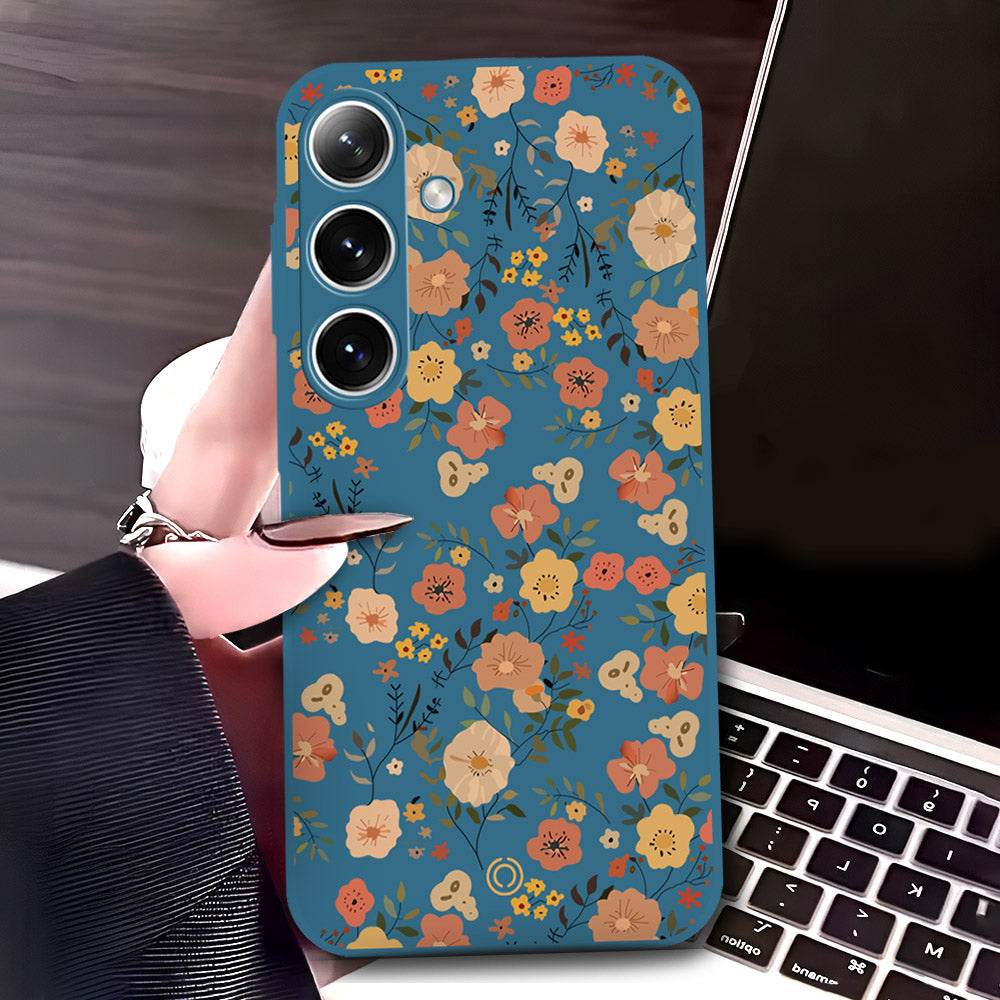 Samsung Galaxy A16 Cover - Blue - D3 - ONation Floral Series - HQ Liquid Silicone Soft Case - Futurestore.pk