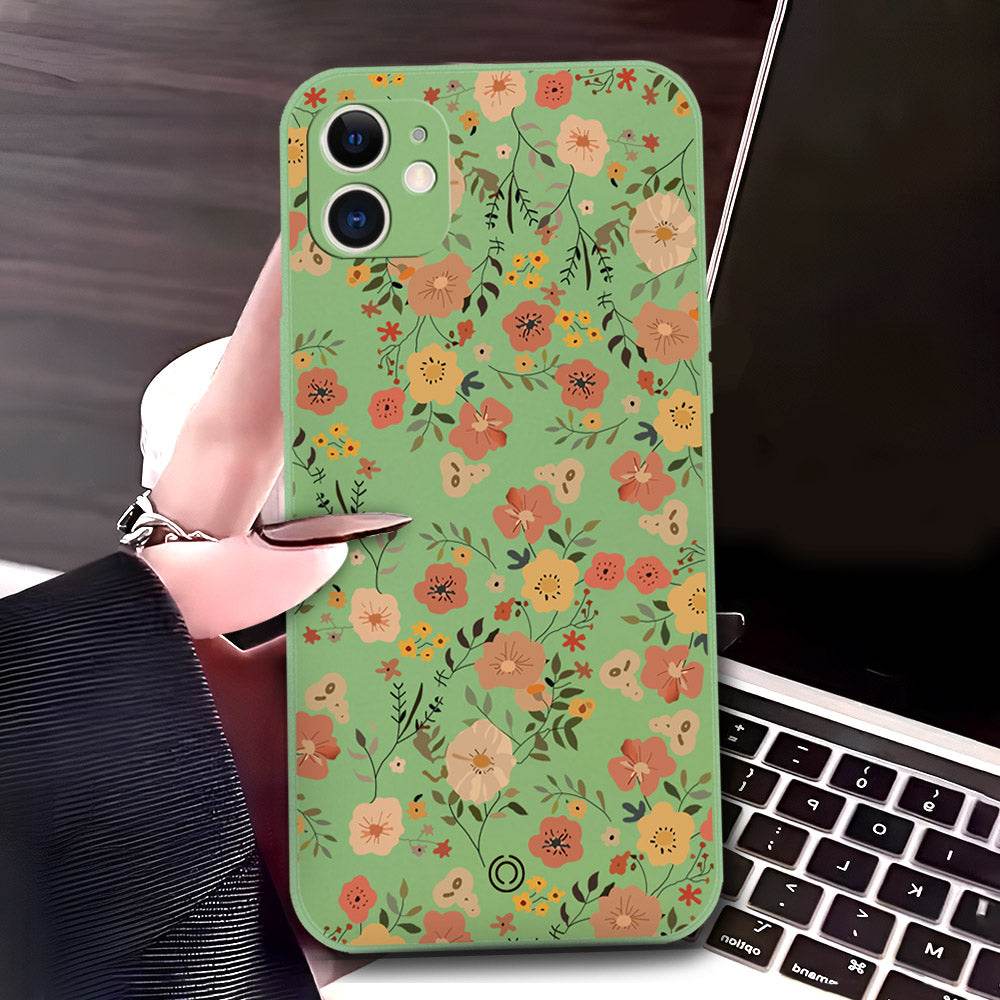 iPhone 11 Cover - Light Green - D3 - ONation Floral Series - HQ Liquid Silicone Soft Case - Futurestore.pk