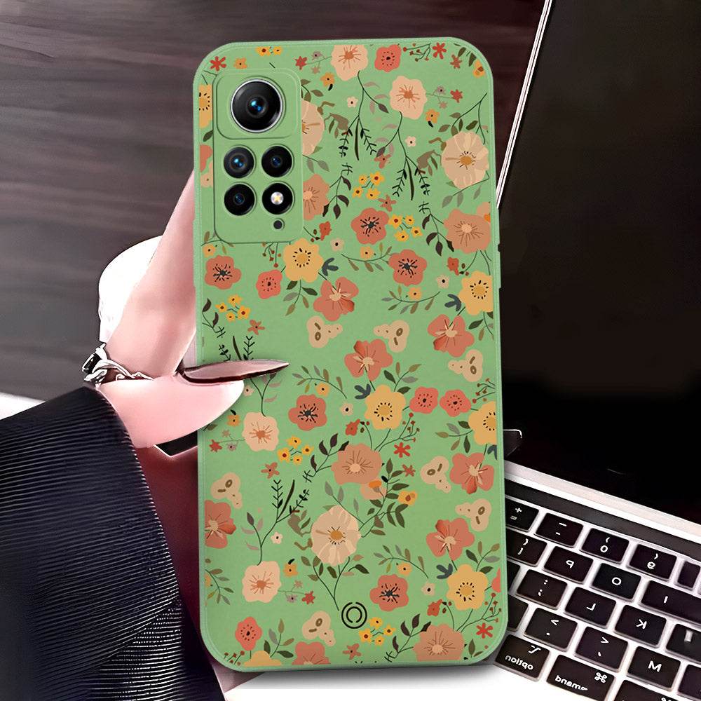 Vivo V30 Cover - Light Green - D3 - ONation Floral Series - HQ Liquid Silicone Soft Case - Futurestore.pk