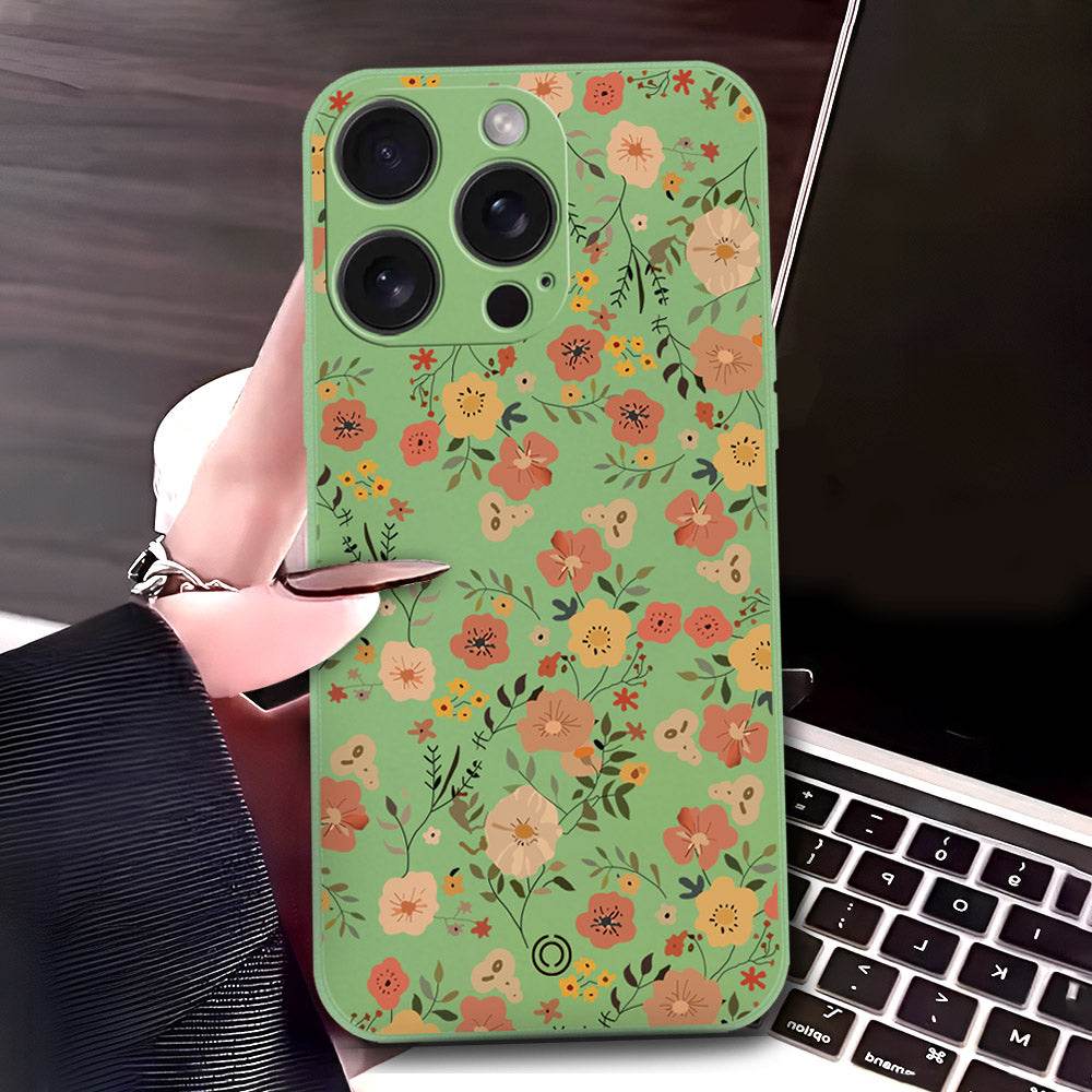 iPhone 16 Pro Max Cover - Light Green - D3 - ONation Floral Series - HQ Liquid Silicone Soft Case - Futurestore.pk