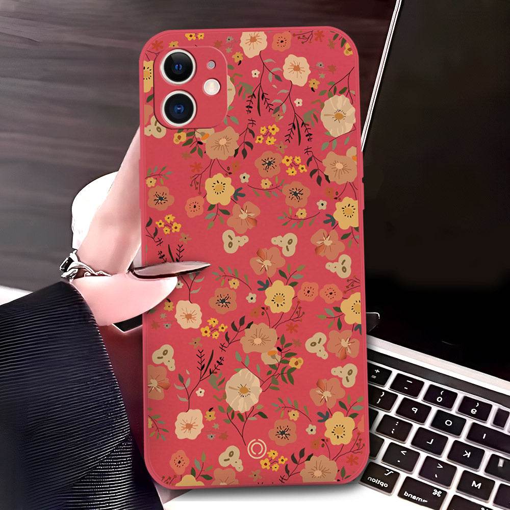 iPhone 11 Cover - Red - D3 - ONation Floral Series - HQ Liquid Silicone Soft Case - Futurestore.pk