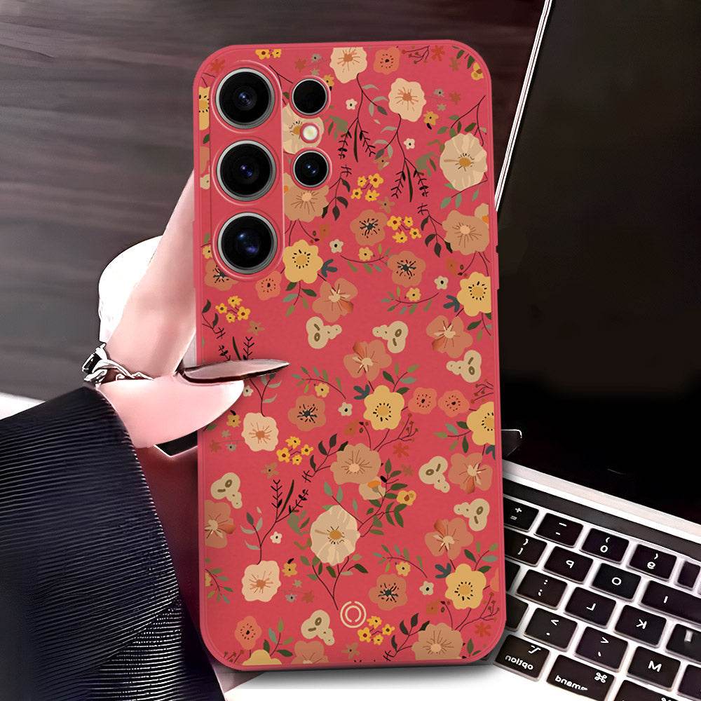 Samsung Galaxy S24 Ultra Cover - Red - D3 - ONation Floral Series - HQ Liquid Silicone Soft Case - Futurestore.pk