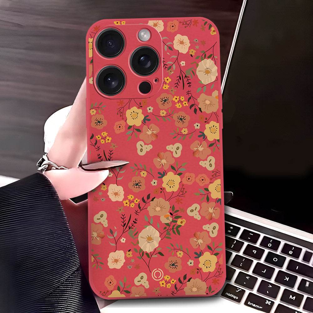 iPhone 16 Pro Max Cover - Red - D3 - ONation Floral Series - HQ Liquid Silicone Soft Case - Futurestore.pk