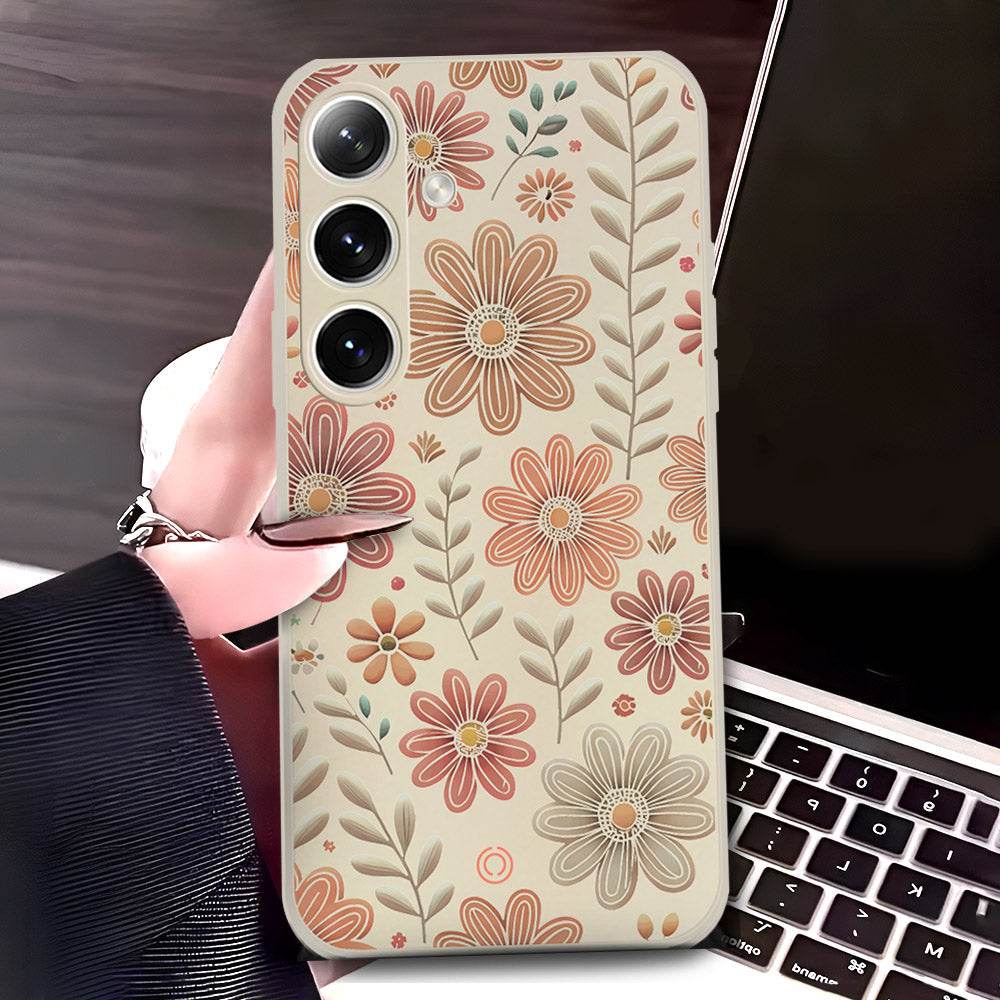 Samsung Galaxy A16 Cover - Off White - D4 - ONation Floral Series - HQ Liquid Silicone Soft Case - Futurestore.pk