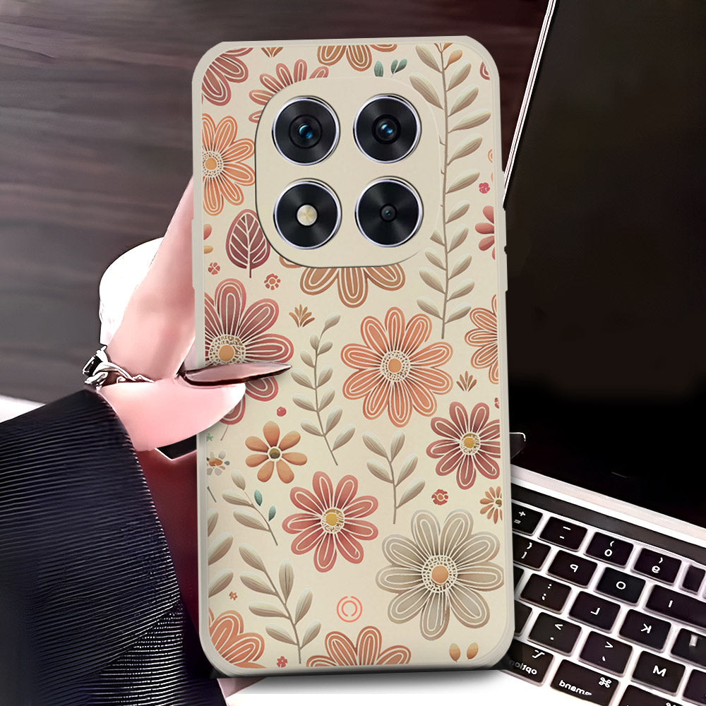 Xiaomi Redmi Note 14 Pro Plus 5G Cover - Off White - D4 - ONation Floral Series - HQ Liquid Silicone Soft Case