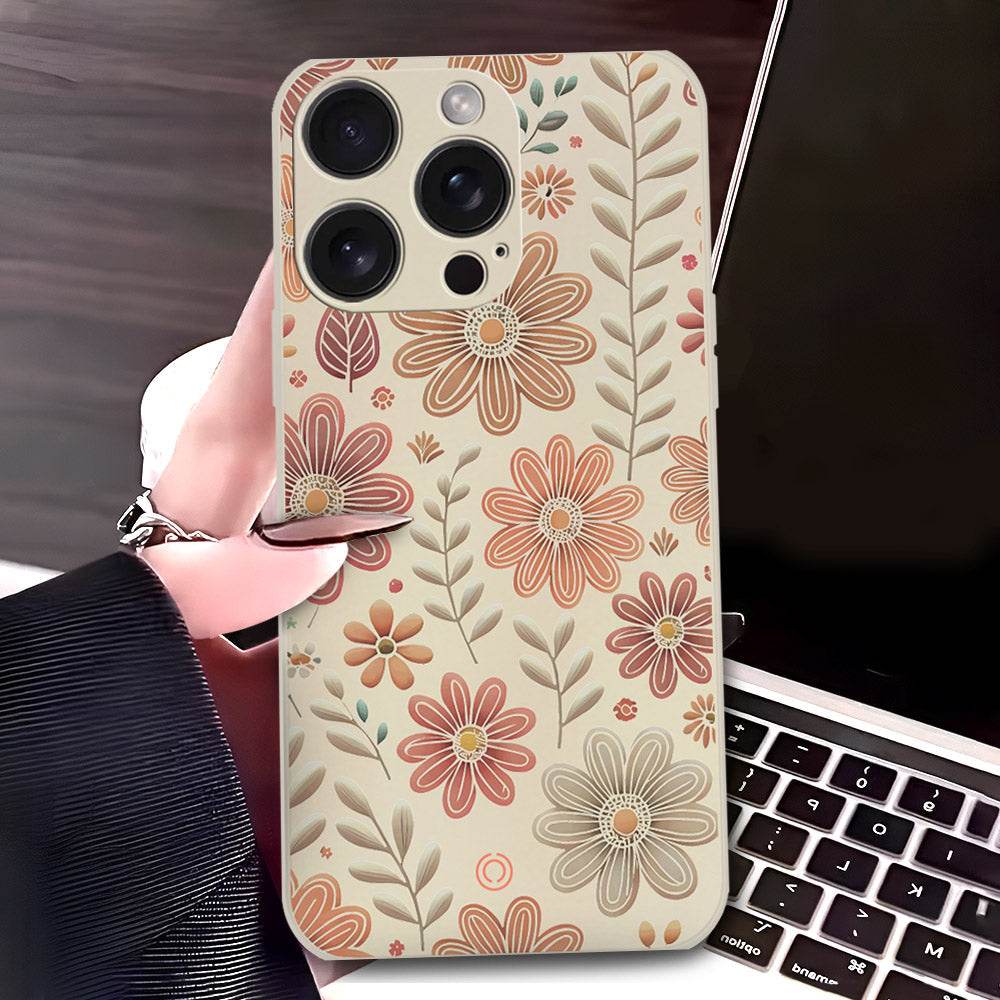 iPhone 16 Pro Max Cover - Off White - D4 - ONation Floral Series - HQ Liquid Silicone Soft Case - Futurestore.pk