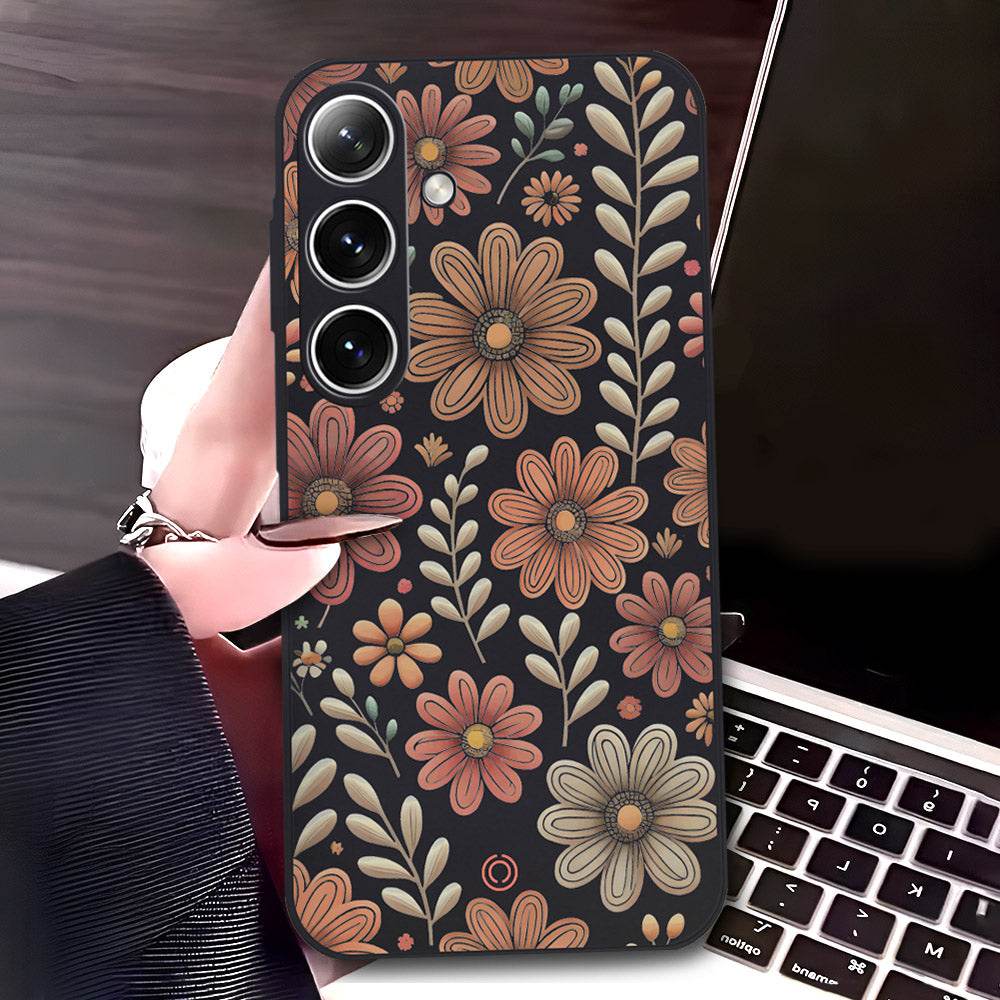 Samsung Galaxy A16 Cover - Black - D4 - ONation Floral Series - HQ Liquid Silicone Soft Case - Futurestore.pk