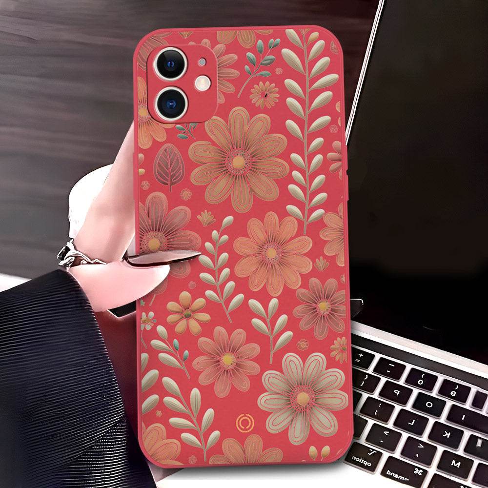 iPhone 11 Cover - Red - D4 - ONation Floral Series - HQ Liquid Silicone Soft Case - Futurestore.pk
