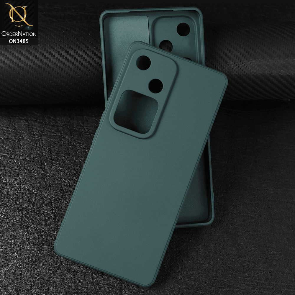 Vivo V30 Cover - Dark Green - ONation Silica Gel Series - HQ Liquid Silicone Elegant Colors Camera Protection Soft Case - Futurestore.pk
