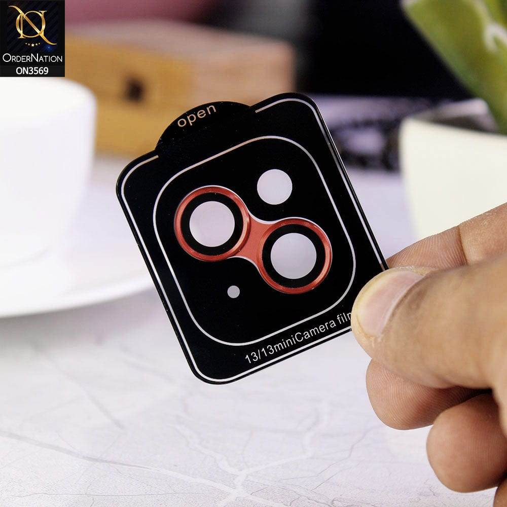 iPhone 13 Protector - Red - Alloy Metal Frame Camera Lens Screen Protector - Futurestore.pk