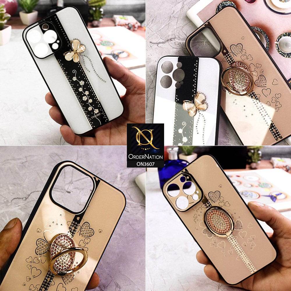 iPhone 13 Cover - Design 1 - Trendy Bling Diamond Soft Borders Fency Tempared Glass Case