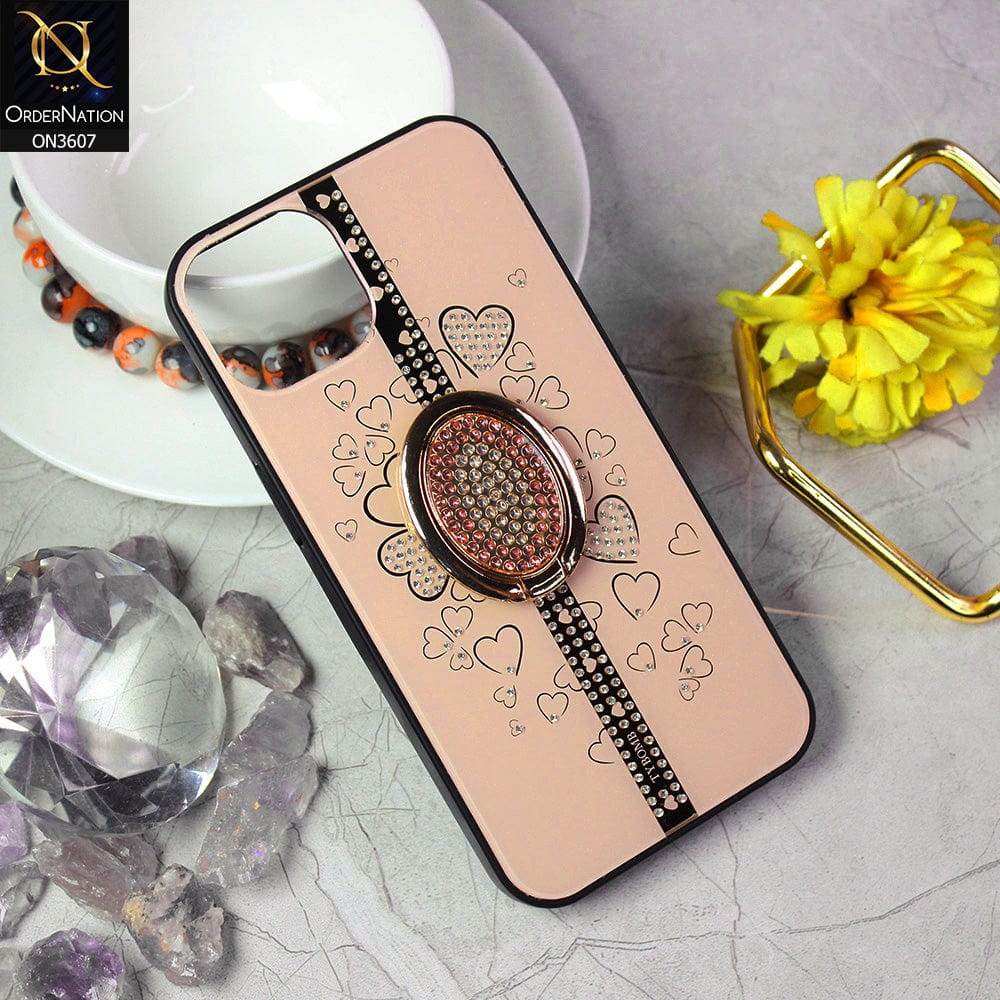 iPhone 13 Cover - Design 2 - Trendy Bling Diamond Soft Borders Fency Tempared Glass Case