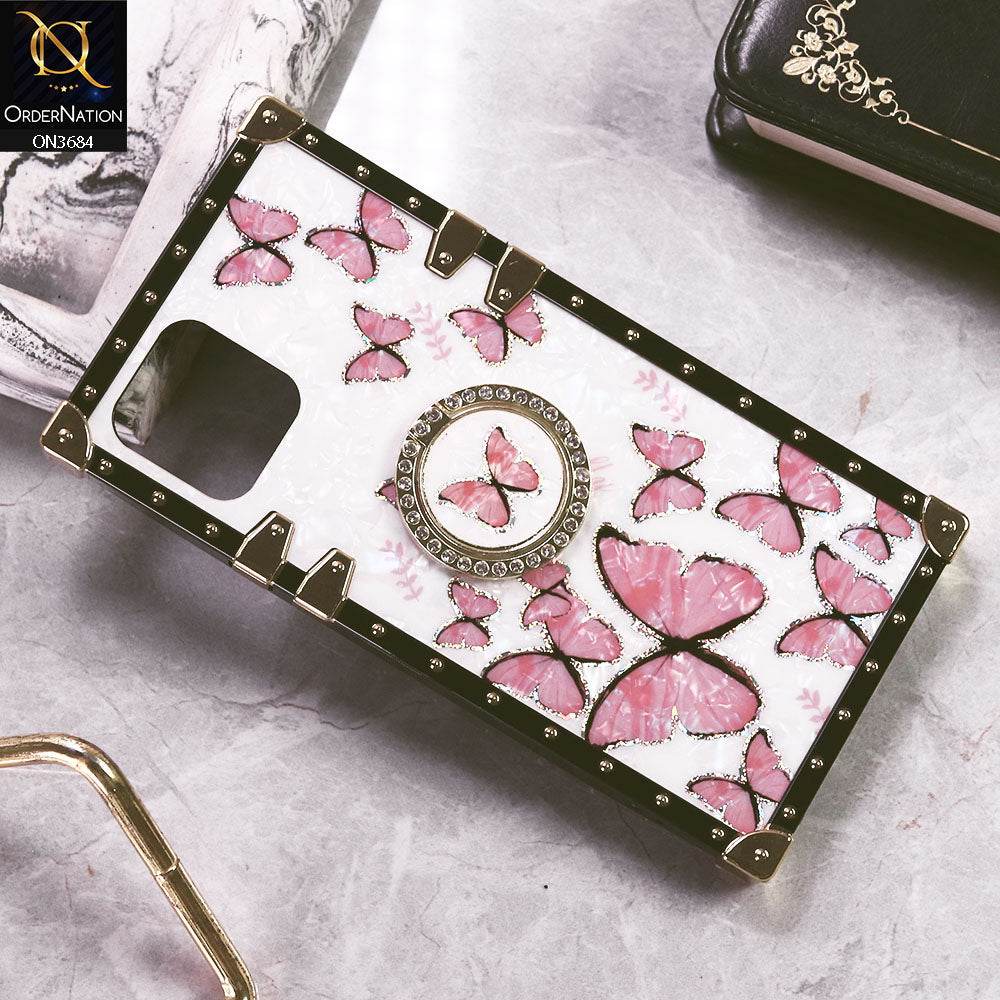 iPhone 11 Cover - Design1 - Trendy Holographic Design Golden Square Case with Matching Bling Ring Holder