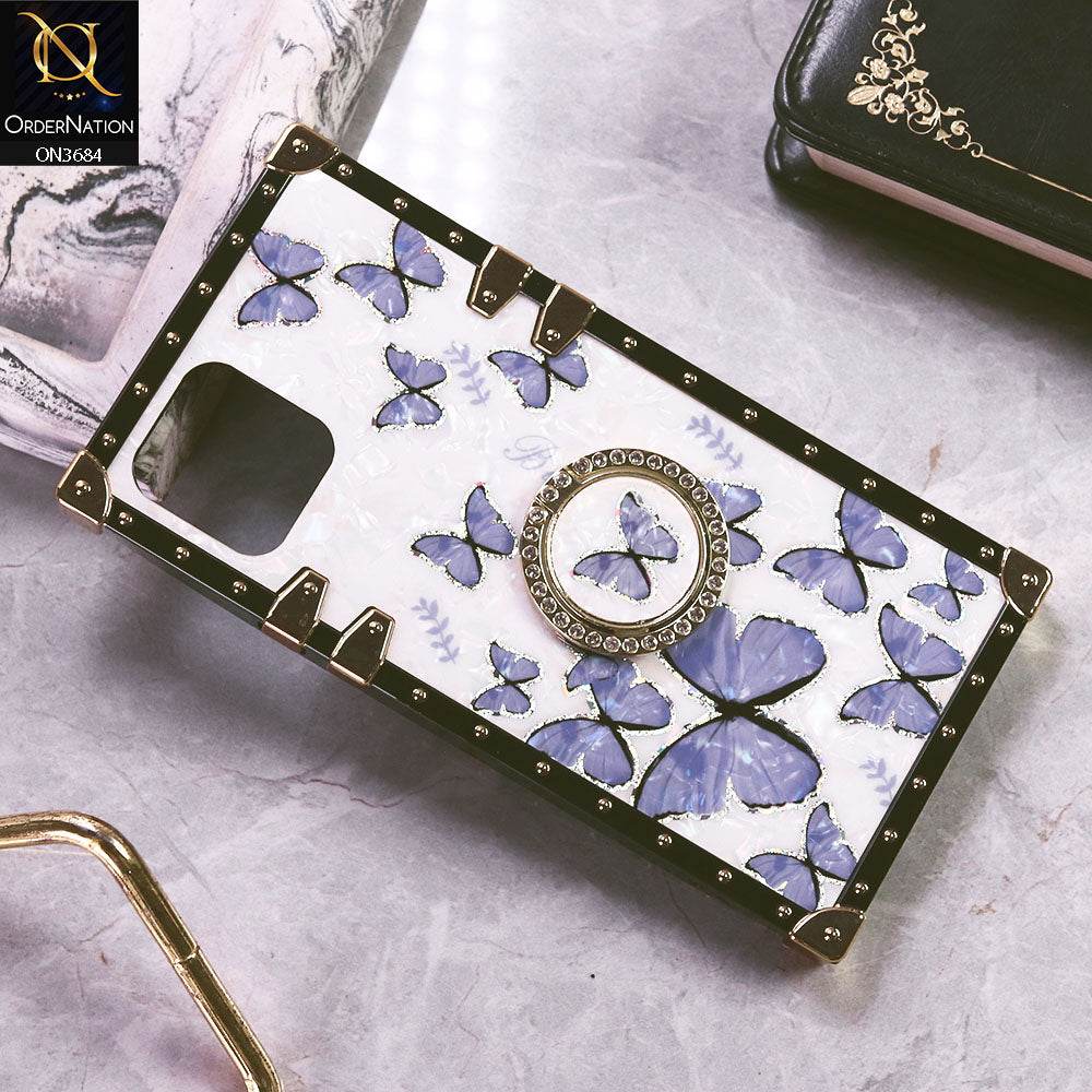 iPhone 16 Pro Max Cover - Design5 - Trendy Holographic Design Golden Square Case with Matching Bling Ring Holder