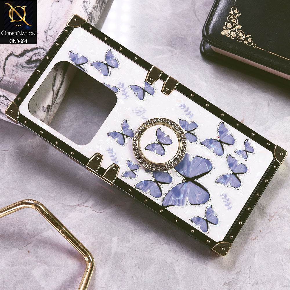 Infinix Smart 9 HD Cover - Design5 - Trendy Holographic Design Golden Square Case with Matching Bling Ring Holder - Futurestore.pk