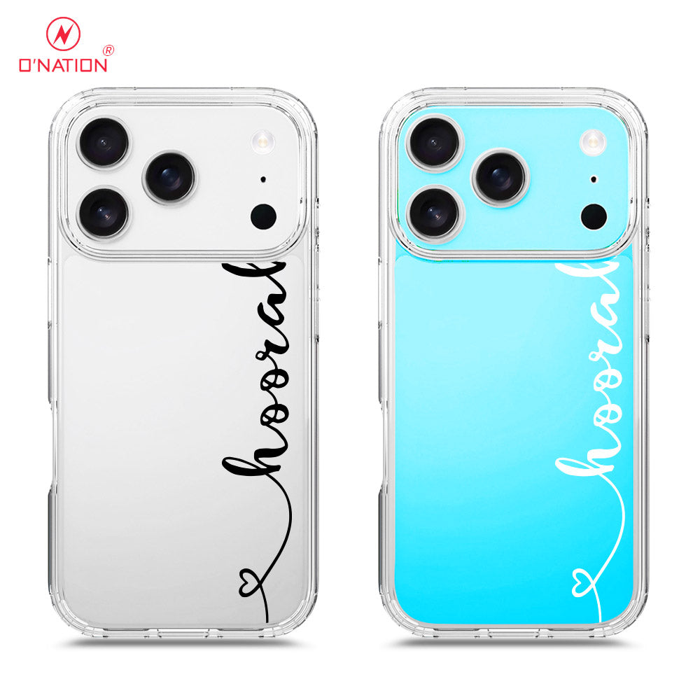 iPhone 17 Pro Max Cover - Personalised Name Series - 8 Designs - Clear Phone Case - Soft Silicon Borders