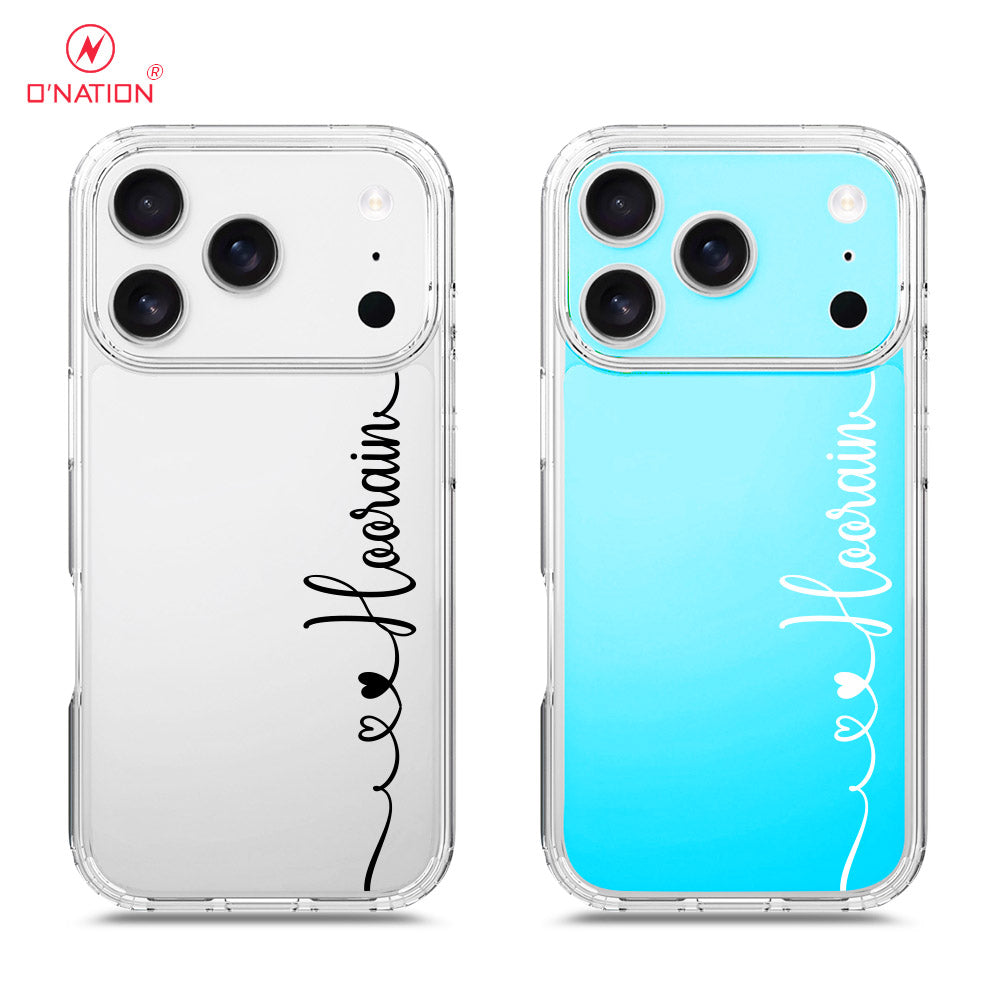 iPhone 17 Pro Max Cover - Personalised Name Series - 8 Designs - Clear Phone Case - Soft Silicon Borders