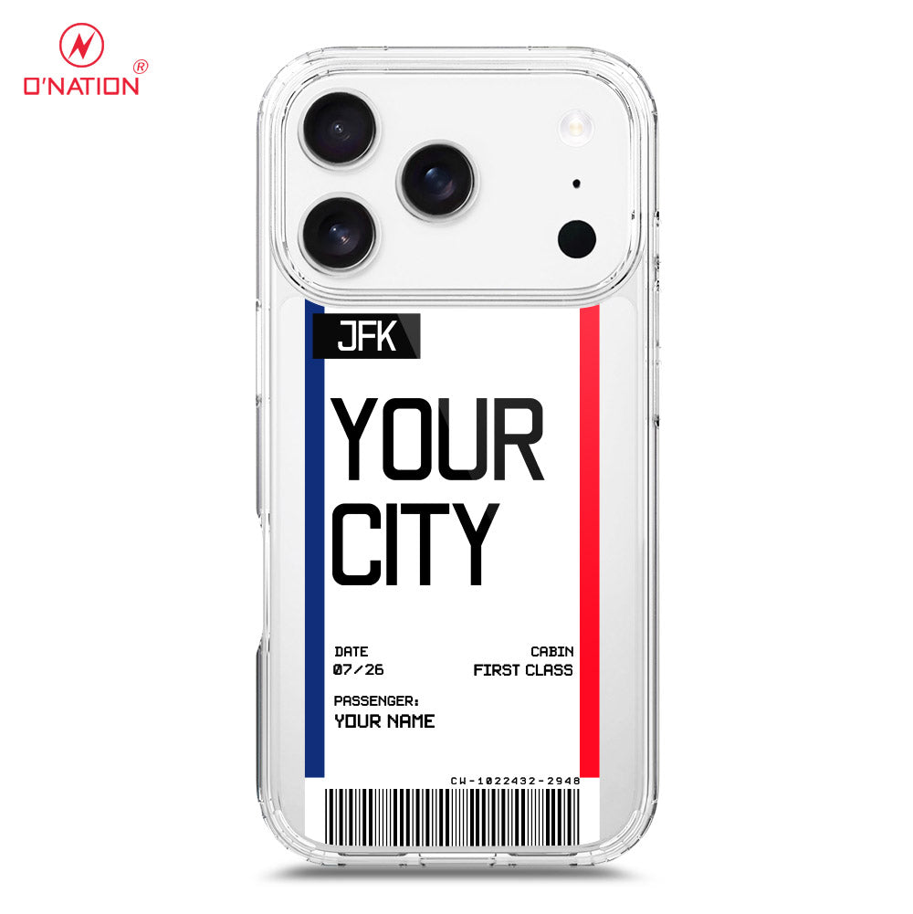 iPhone 17 Pro Max Cover - Personalised Boarding Pass Ticket Series - 5 Designs - Clear Phone Case - Soft Silicon Borders