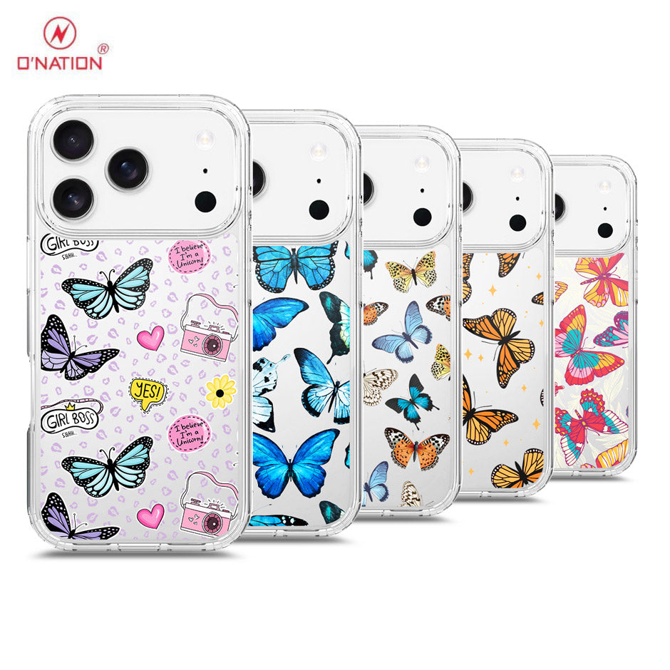 iPhone 17 Pro Max Cover - O'Nation Butterfly Dreams Series - 9 Designs - Clear Phone Case - Soft Silicon Borders