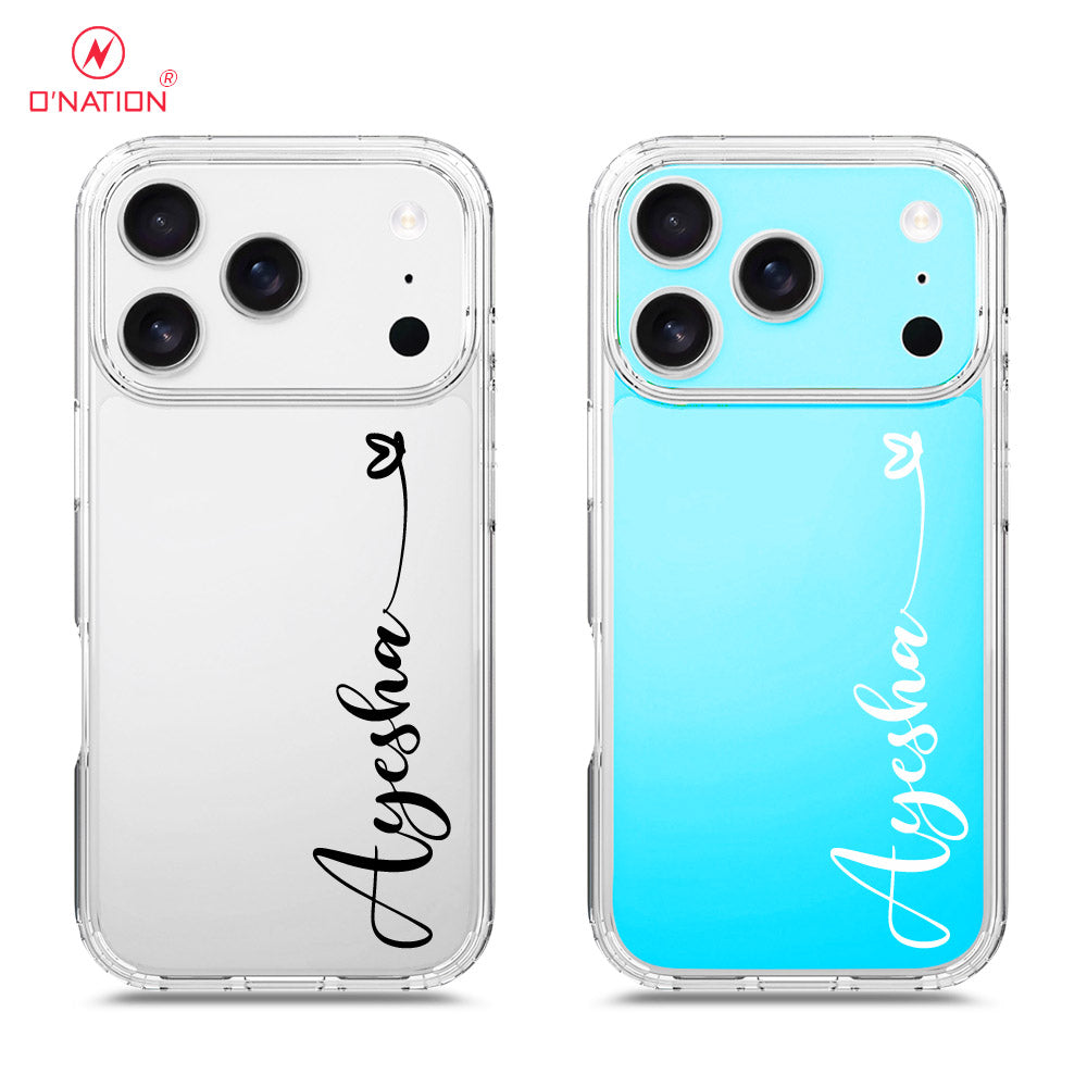 iPhone 17 Pro Max Cover - Personalised Name Series - 8 Designs - Clear Phone Case - Soft Silicon Borders