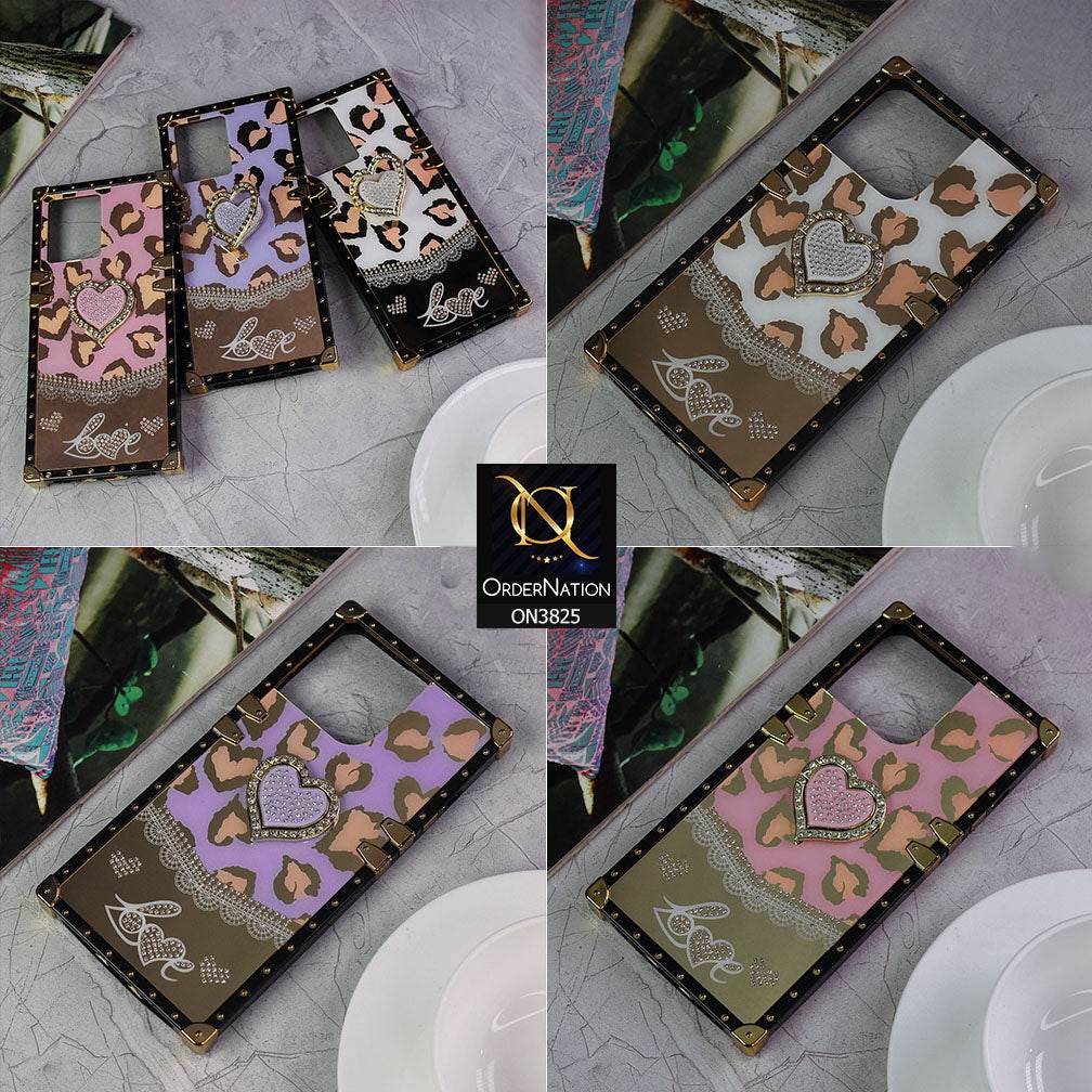 Samsung Galaxy S24 Ultra Cover - Design3 - Heart Bling Diamond Glitter Soft TPU Trunk Case With Ring Holder