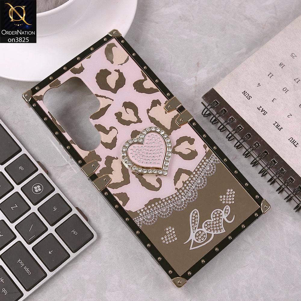 Samsung Galaxy S25 Ultra Cover - Design1 - Heart Bling Diamond Glitter Soft TPU Trunk Case With Ring Holder